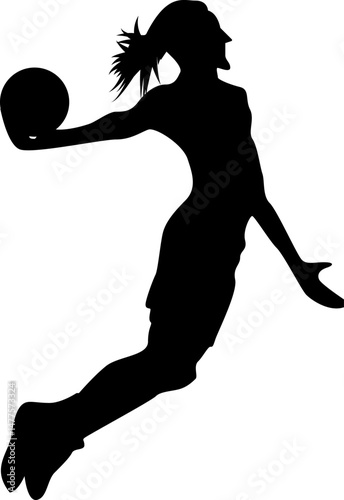 silhouette illustration of a basketball player performing a slam dunk on transparent background