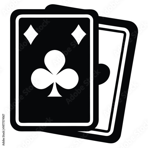 Black and white playing cards feature diamond and club suit symbols in simple presentation