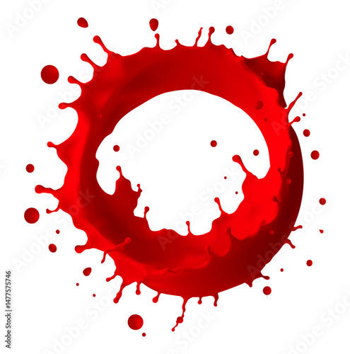 red liquid splash with clipping path illustration,circle