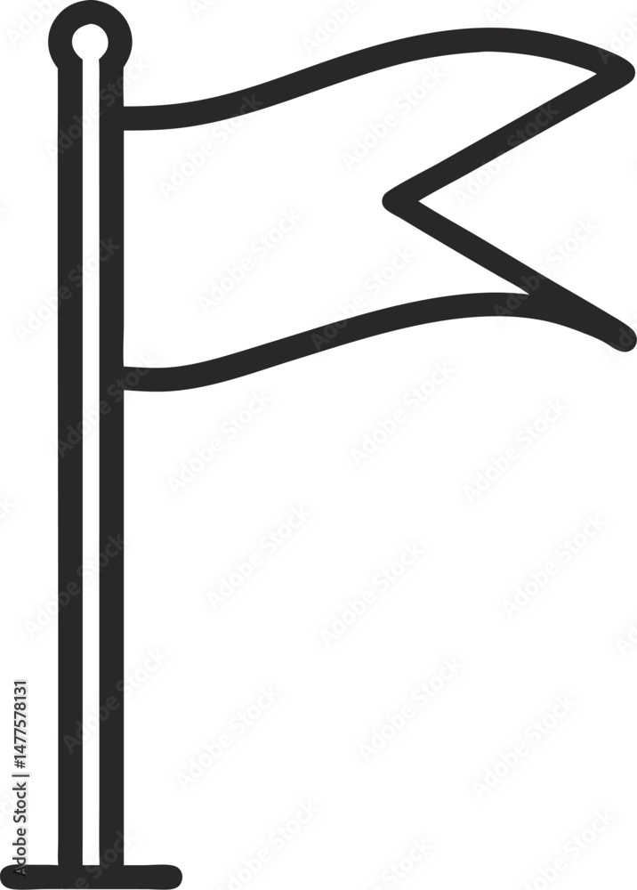 Single Line Drawing of a Flag Single Line Drawing of a Flag