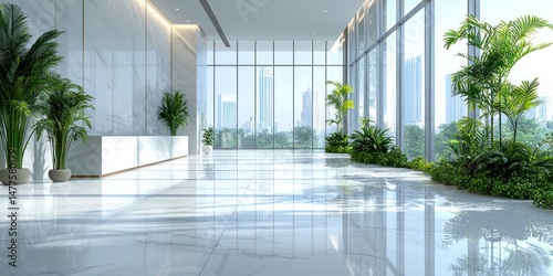 Building lobby with plants