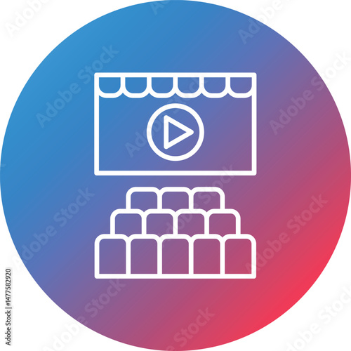 Cinema Line Gradient Circle Background Icon