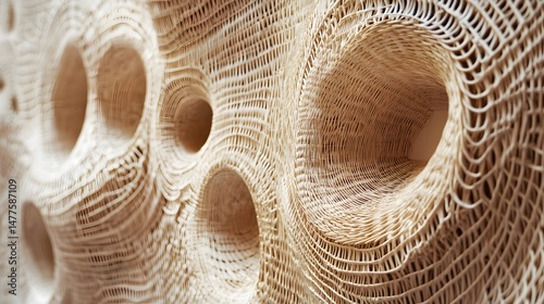 Intricate, abstract design of a textured, 3D wall panel.