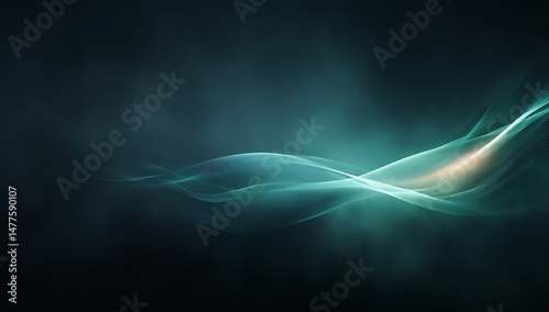 Elegant Teal Abstract Wave Background Design perfect for website banners presentations or digital art projects showcasing flowing curves and subtle light effects.