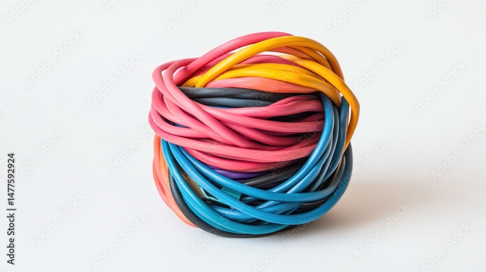 Colorful tangled cables Colorful tangled cables