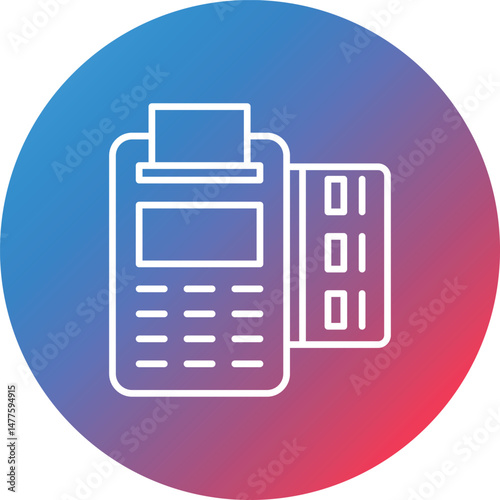 Pos Terminal Line Gradient Circle Background Icon
