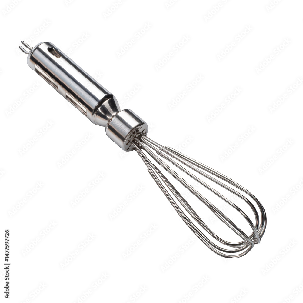 Fototapeta premium Modern stainless steel whisk kitchen utensil tool food home chef on transparent background