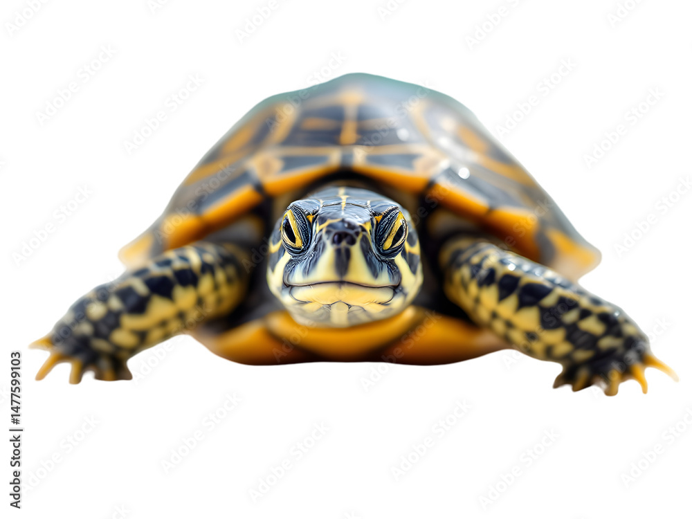 Obraz premium Closeup Yellow Black Tortoise Shell Reptile Wildlife Nature Animal Photography Detailed Image Beautiful Exotic Tropical Turtle Wildlife Pet Slow Fauna Scaly