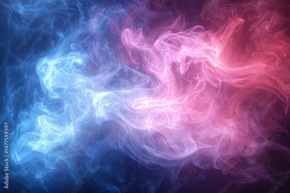 Fototapeta premium Colorful smoke of blue and pink ethereal patterns