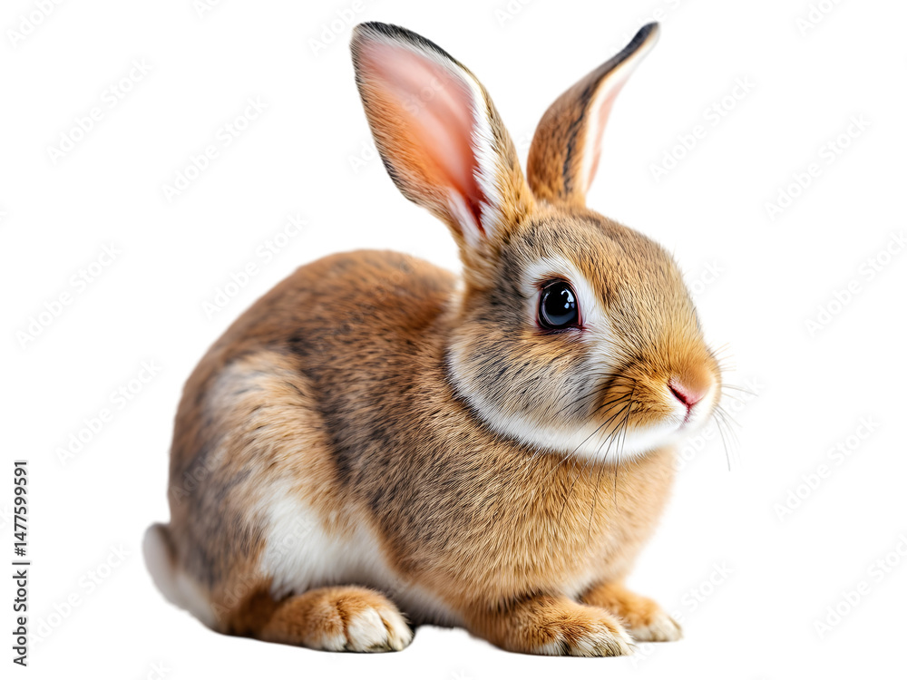 Obraz premium Adorable Brown Rabbit Fluffy Fur Soft Pet Animal Cute Bunny Easter Wildlife Nature Photography Studio Shot Isolated Background Long Ears Eyes Nose Hair Fauna 