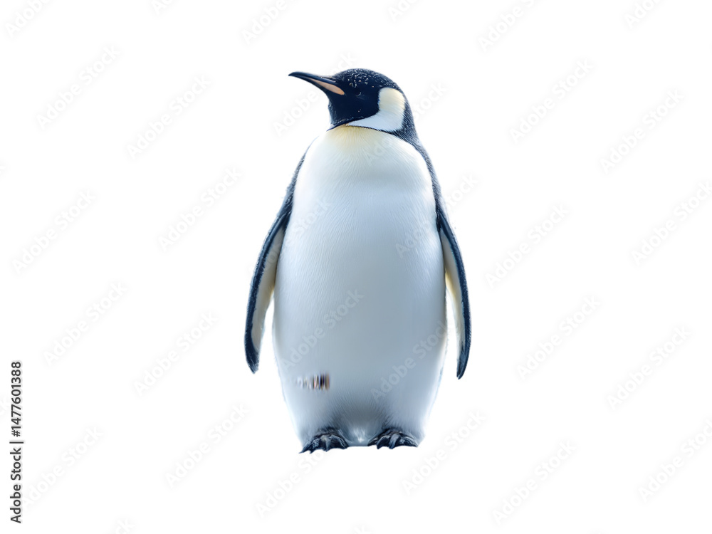 Obraz premium Majestic Emperor Penguin Isolated on Black Background Wildlife Photography Antarctic Bird Animal Nature Image Studio Shot Beautiful Elegant Creature Winter Ice