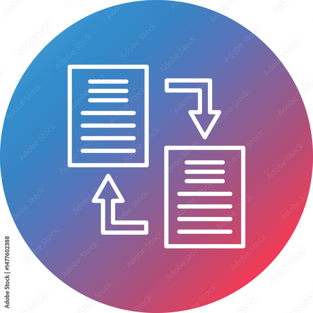 Documents Exchange Line Gradient Circle Background Icon Documents Exchange Line Gradient Circle Background Icon