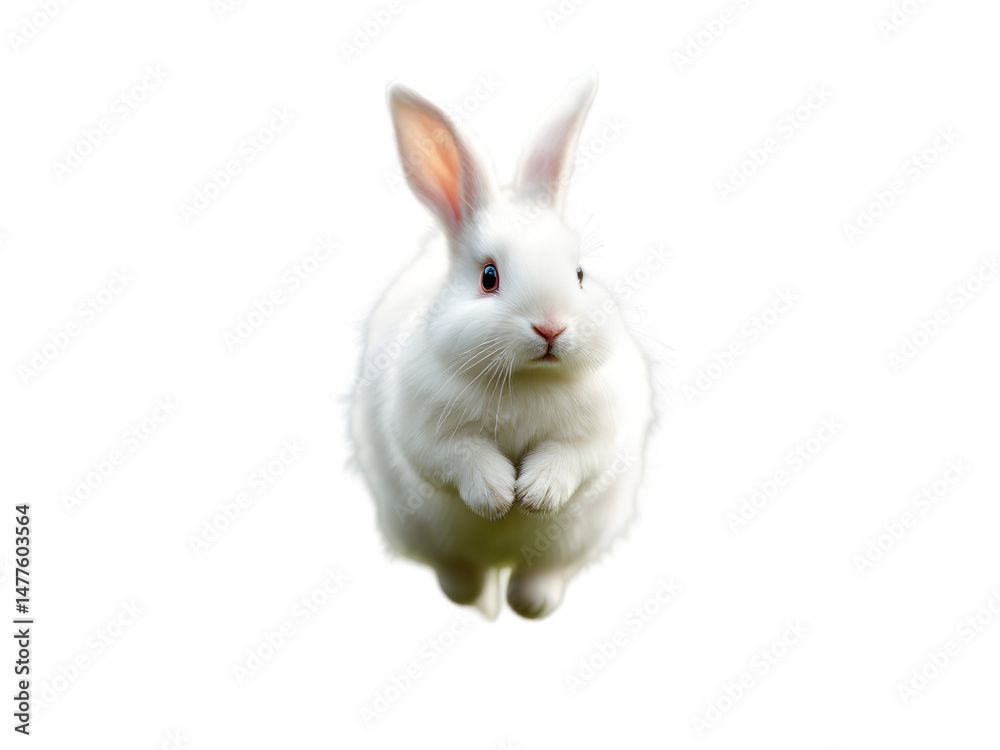 Fototapeta premium Adorable White Bunny Rabbit Fluffy Fur Soft Cute Pet Animal Easter Spring Holiday Image Domestic Animal Bunny Rabbit White Rabbit Cute Rabbit Fluffy Rabbit Soft