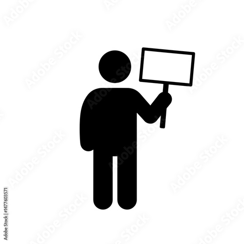 Silhouette of person holding blank sign in protest or demonstration  