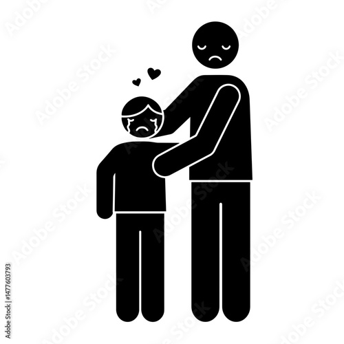 Emotional support between man and child in a caring gesture  