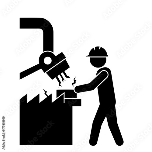 Construction worker operating machinery in a manufacturing facility  