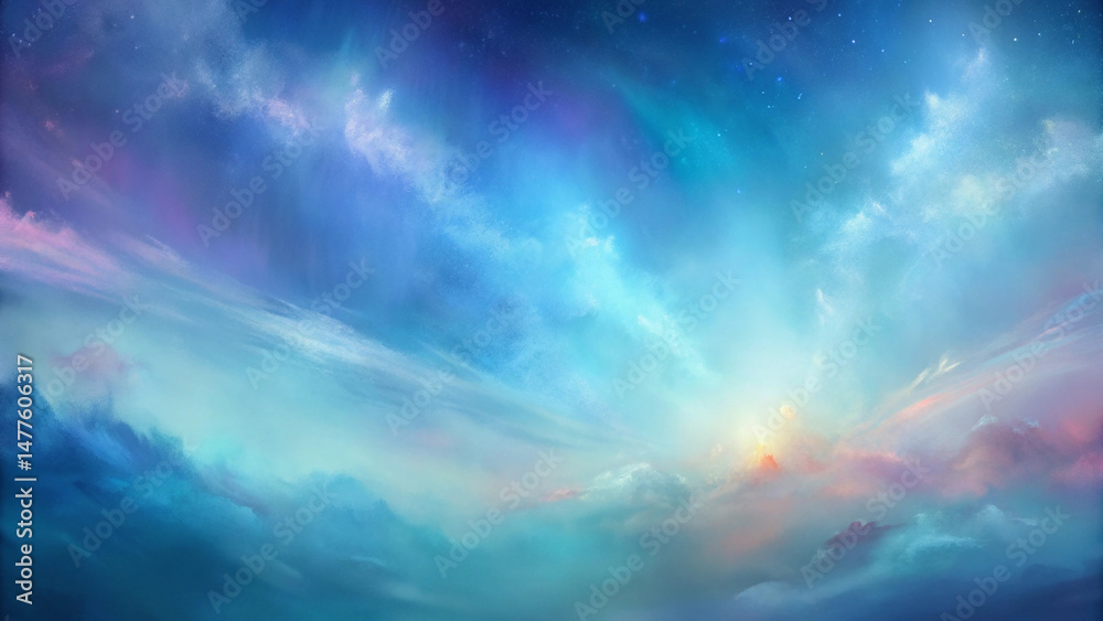 Obraz premium Light Breaking Through The Blue Cloudy Sky View