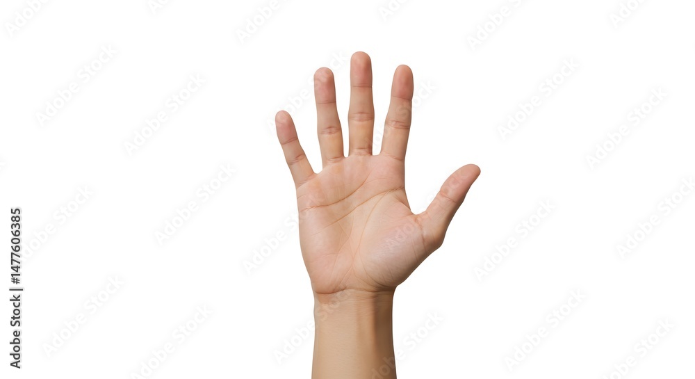 Fototapeta premium Hand Reaching Up with Open Palm Isolated on White