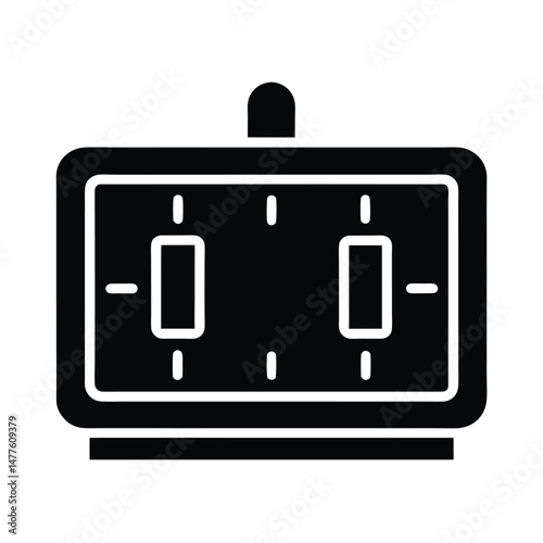 Abstract silhouette of a minimalist electrical circuit breaker depicting safety and protection