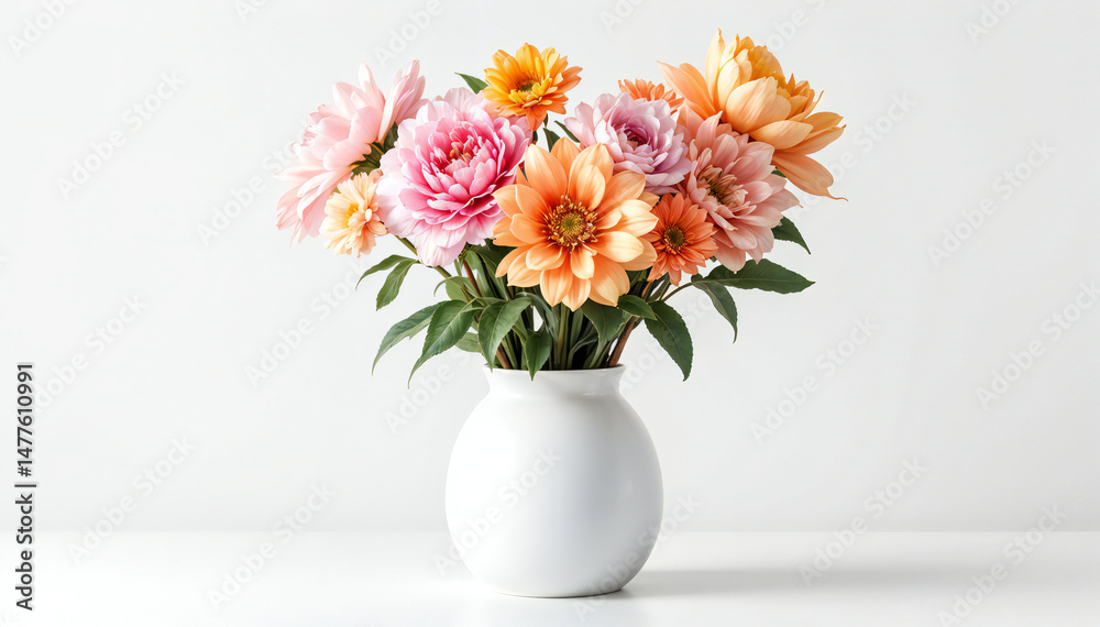 custom made wallpaper toronto digitalA vibrant bouquet of colorful flowers arranged in a clean white vase. The image exudes a feeling of freshness and elegance.