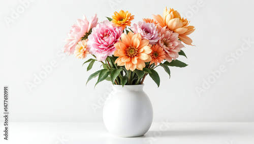 Wallpaper Mural A vibrant bouquet of colorful flowers arranged in a clean white vase. The image exudes a feeling of freshness and elegance. Torontodigital.ca