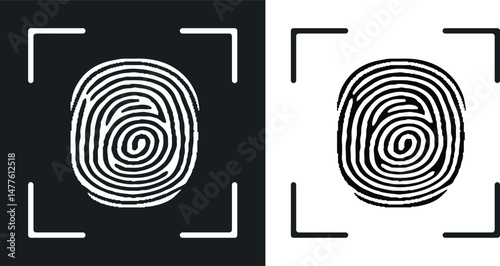 Fingerprint icon of 2 types. Isolated vector 