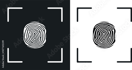 Set fingerprint scanning icon sign. Vector illustration