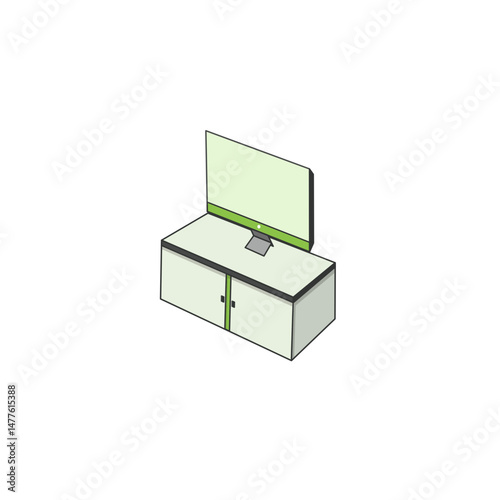 Isometric monitor set on the table