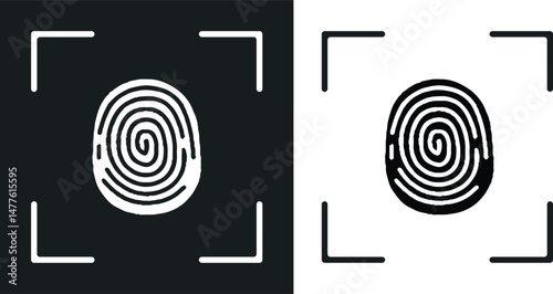 Fingerprint icon. Finger print button. Thumb print vector illustration. 
