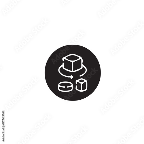 3D Modeling Icon Shows Object Transformation Process