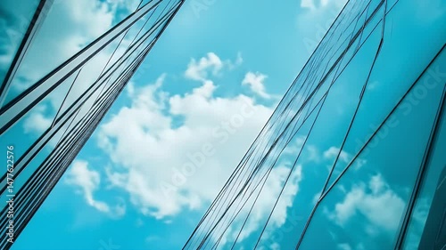 Wallpaper Mural Modern Blue Glass Architecture Against a Clear Sky with Geometric Facade and Minimalist Design In An Urban Exterior Torontodigital.ca