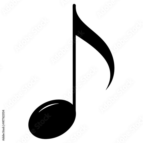 Eighth note musical symbol silhouette vector illustration