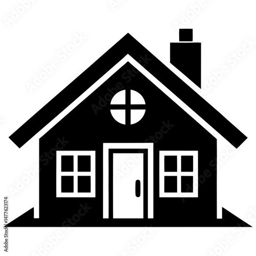House with chimney silhouette vector illustration