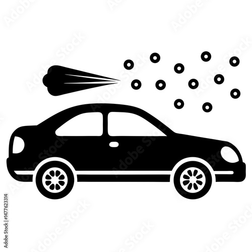 Car with exhaust emission silhouette vector illustration