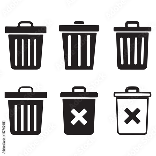 Trash bin icons set, Bin icon, delete icon button,Office trash icon,garbage icon vector design,Trash can open icon,