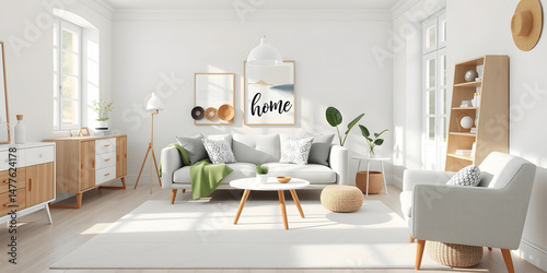 Modern Minimalist Living Room Interior Scan.Generated with AI