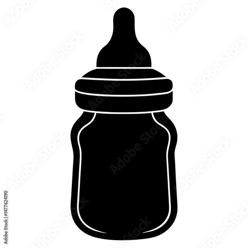 Baby bottle simple black silhouette vector illustration