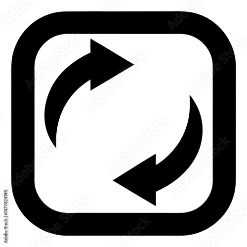 Rotating arrows inside square silhouette vector illustration