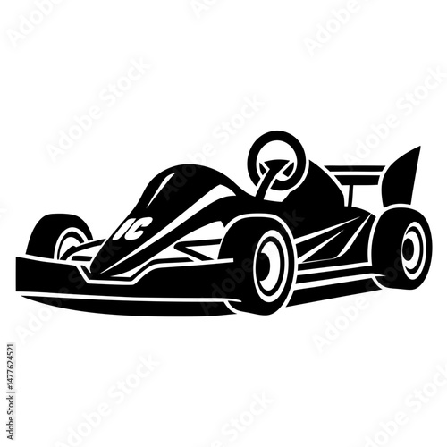 Go kart racing car black silhouette vector illustration