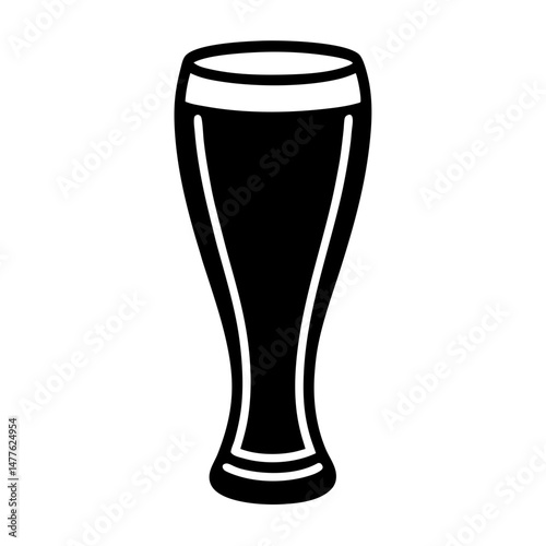 Tall beer glass simple silhouette vector illustration