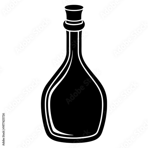 Elegant bottle black silhouette vector illustration