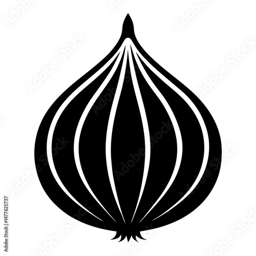 Simple onion black silhouette vector illustration