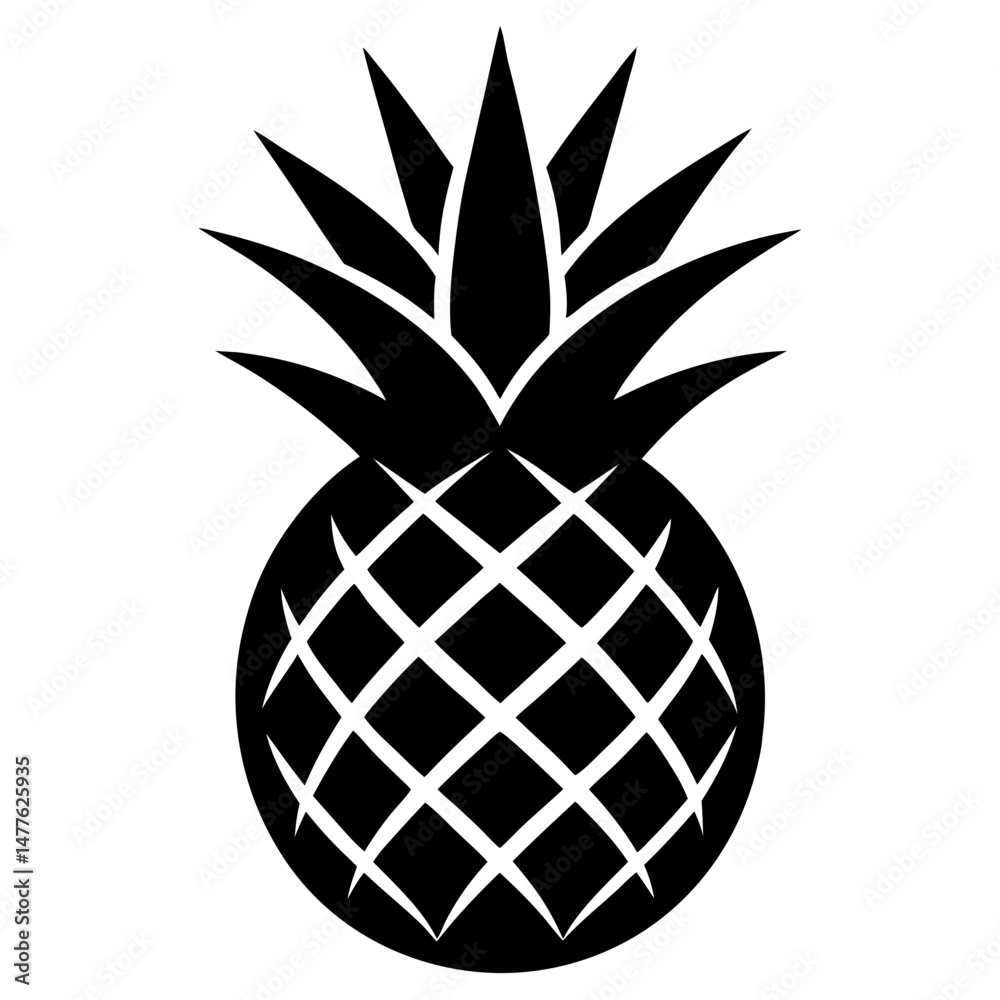 Obraz premium Pineapple fruit black silhouette vector illustration