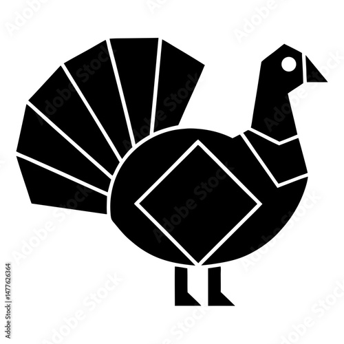 Geometric turkey black silhouette vector illustration