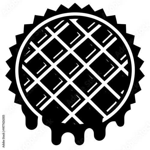 Dripping waffle dessert silhouette vector illustration