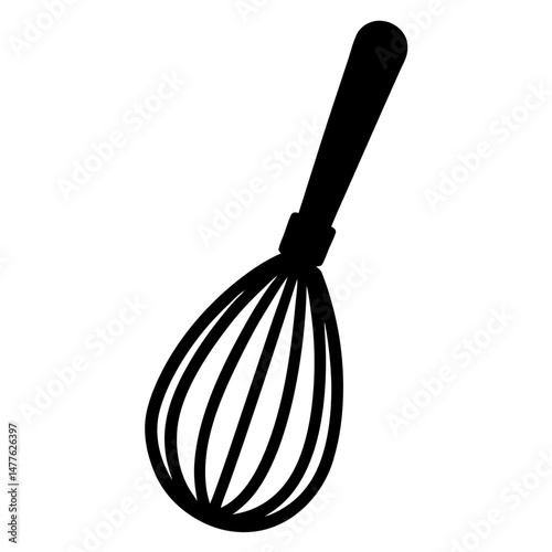 Isolated whisk kitchen utensil silhouette vector illustration