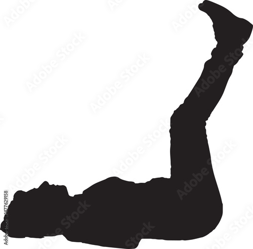  vector silhouette, side view of a relaxed woman lying with two legs up