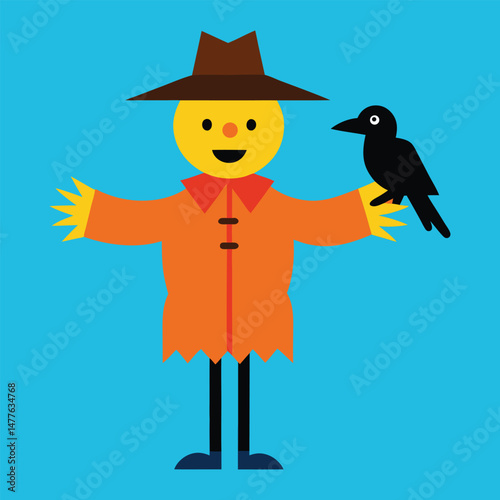 silhouette of a Scarecrow with crow	