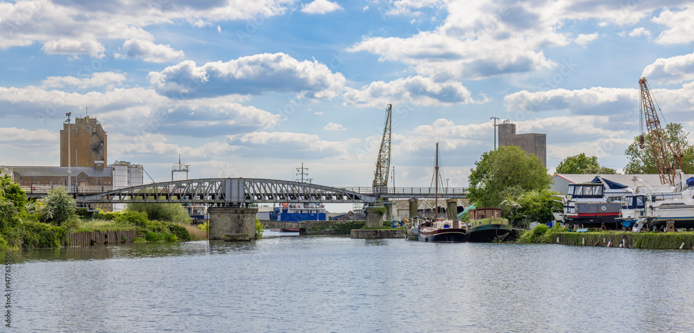 Obraz premium Entrance to the old Sharpness Docks from the Gloucester - Sharpness Ship Canal, Gloucestershire, United Kingdom