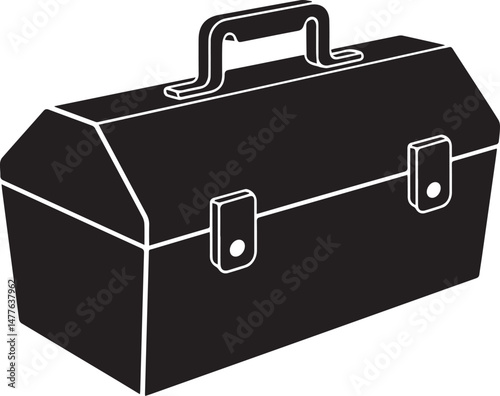 Tool Box Silhouette Vector – Black Maintenance Container Illustration